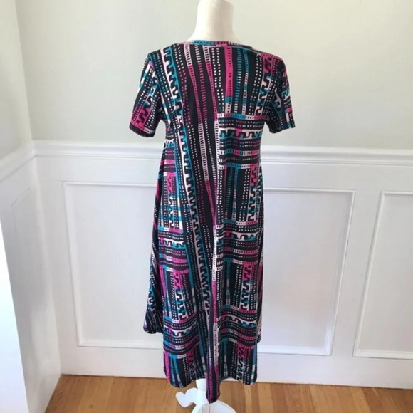 Lularoe Graphic Print Swing Dress XS Short Sleeve - Picture 6 of 6